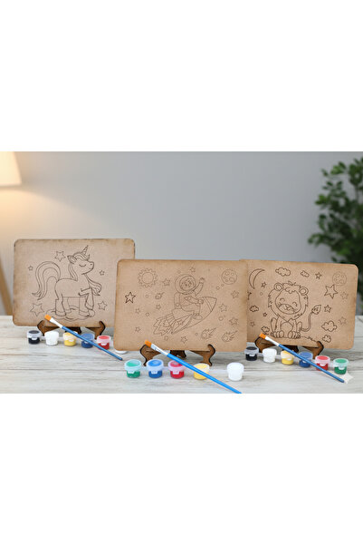 Rübiş Fotoğrafcılık 3'lü Sevimli Hayvanlar Ahşap Boyama Seti | Çocuklar İçin ...