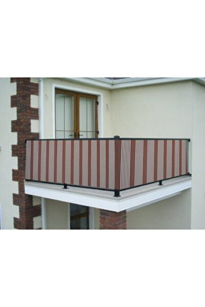 ceylan home Balcony Iron Curtain with Tiebacks Brown Pinstripe 600 X 80