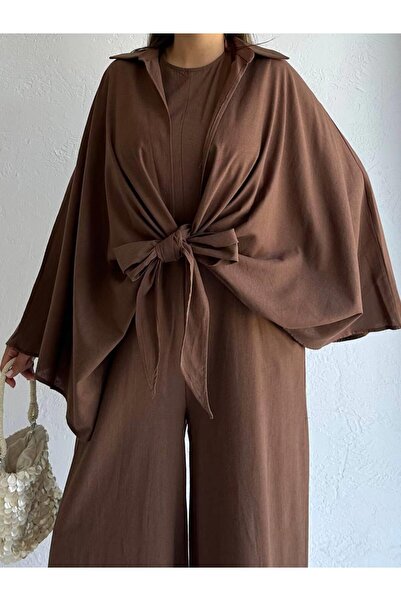 MELEK ARAZ طقم أكمام طويلة من إيميل باللون البني المر