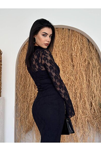 conconmoda Victoria Dantel Detay Midi Elbise