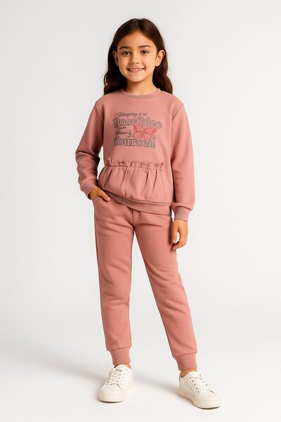 Yalçınoğlu Kids Set din două piese din bumbac imprimat pentru fete I Set spor...