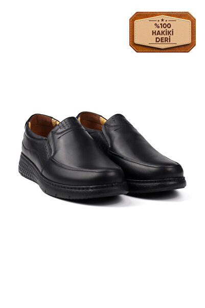 KAJILA Men's Black Genuine Leather Shoes, Orthopedic Sole Loafer Shoes Soft Seasonal Winter Casual Shoes