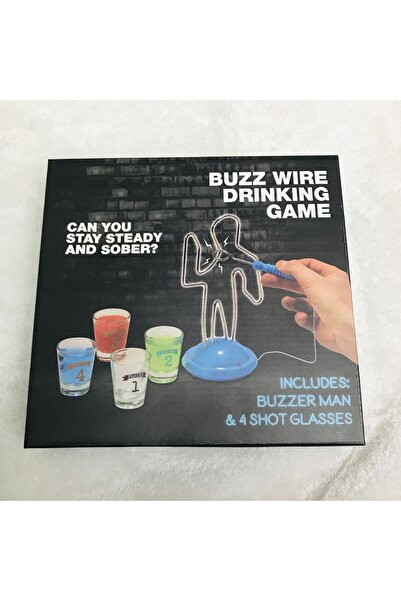Flippy Drinking Game, Buzz Wire, Flippy, for Parties, Glass Glasses Included, 4 Players, Multicolor