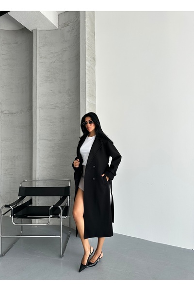 MEECY Palton de damă Laura, cu centură, căptușit, de calitate premium, confortabil, pentru noua sezon