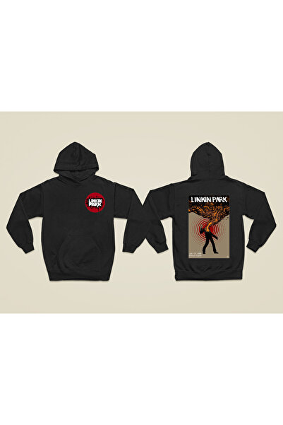 MAGORS سترة روك من القطن المطبوع بأكمام طويلة من لينكين بارك، مزودة بغطاء للرأس وثلاثة خيوط