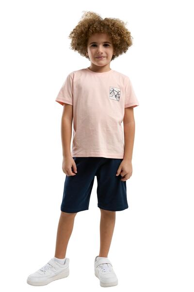 Arnetta Set pijamale pentru băieți cu pantaloni scurți somon 3318