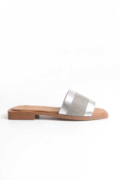 ERNİLA Torre Genuine Leather Women's Slippers with Stones