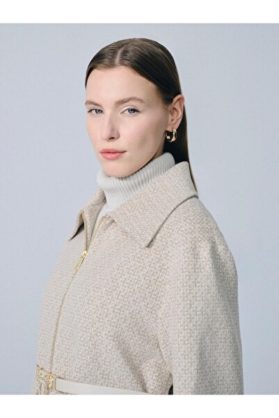 IDA Collection Plaid Belt Detailed Short Jacket Mink