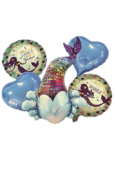 Deniz Kızı Folyo Balon Seti - Deniz Kızı Takım Folyo Balon 5'Li Set