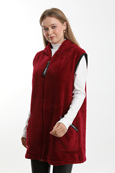 TÜCCAR UMUT Welsoft Plush Vest with Hood and Zipper, Wide Size Range