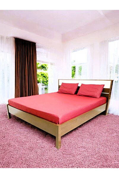 Saf By Arams Hotel Linen King Bed Sheet 3pcs Set, 100% Cotton 250Tc Sateen 2cm Stripe.