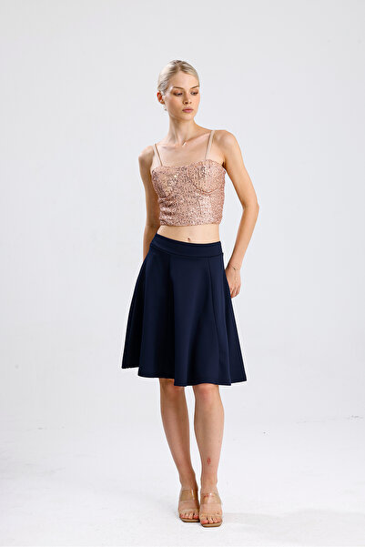 Sense Scuba Flared Above-The-Knee Skirt | Etk13994Uz Navy Blue