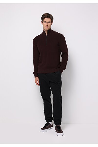 Colin's Regular Fit Dik Yaka Jakarlı Erkek Bordo Kazak
