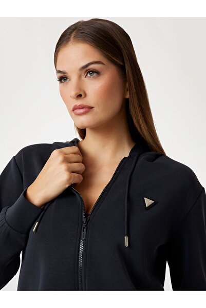 Guess Scuba kapüşonlu sweatshirt Siyah V4YQ06KCAY2-25K