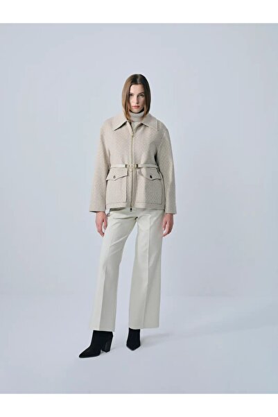 IDA Collection Plaid Belt Detailed Short Jacket Mink