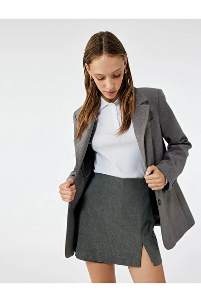 Koton Viscose Blended Mini Anthracite Women's Skirt 6Wal70010Iw