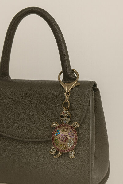 MD Moda Accessories Renkli Taşlı Kaplumbağa Figürlü Metal Anahtarlık