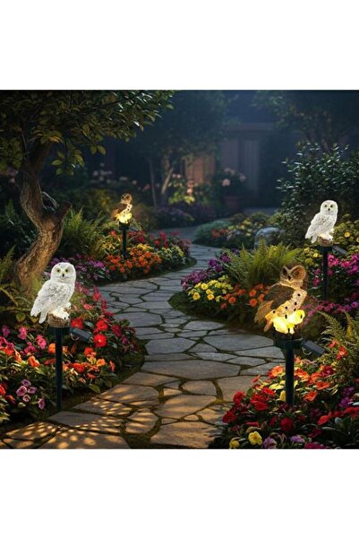 Genel Markalar Baykuş Tasarımlı Solar Kazıklı Bahçe Aydınlatma