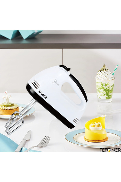 TEFONER Automatic electric egg beater. Powerful 300-watt electric hand mixer. Electric mixer with four heads. Egg beater.