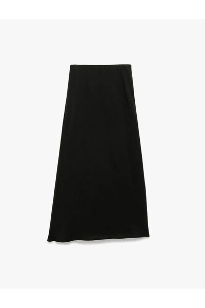 Koton Flared Midi Black Women's Skirt 6Wak70097Uw