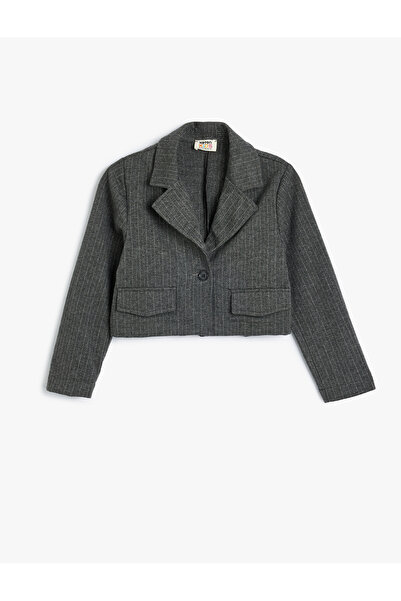 Koton Long Sleeve Crop Jacket - Pocket Detailed