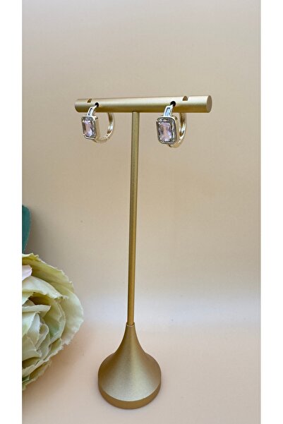 SK aksesuar Pembe Baget Taşlı Küçük Halka Vip Küpe