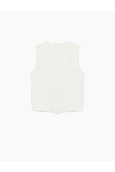 Koton V-Neck Ruffled Sleeveless Chiffon Shirt