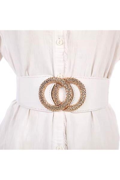Mynoa Gold Buckle Elastic Women's Belt Coat Belt,