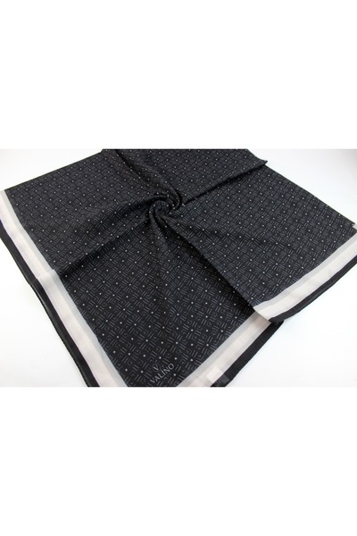 Valino 120X120 Striped Pattern Large Size Scarf Cotton Scarf Oversized Scarf Black