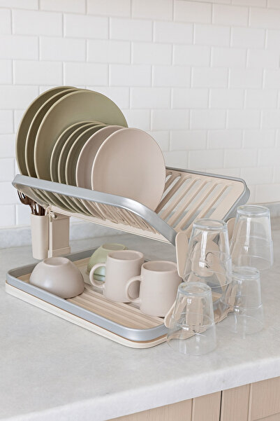 welcomein Metal Bulaşıklık Kurutmalık Su Tahliye Tepsili Çatal-Bıçak Bölmeli ...