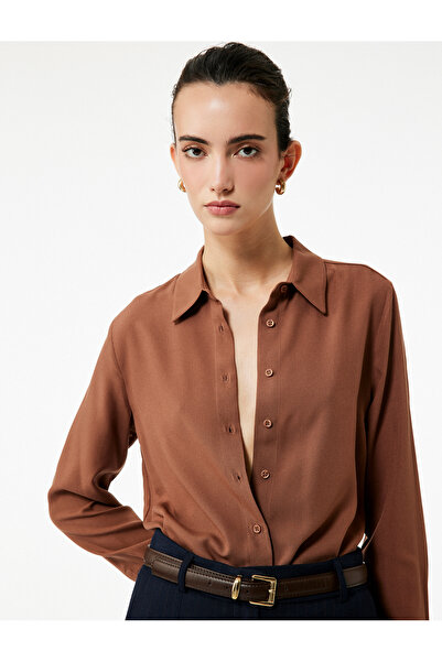 Koton Regular Fit Long Sleeve Classic Collar Viscose Shirt
