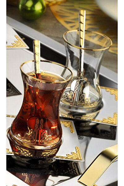 Tiamo Hürrem Çay Bardak Gold 6 Adet / Tüm Tabaklara Uyumlu