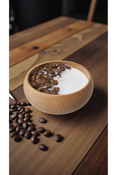 COCOS CANDLES Kahve Tutkunlarına Özel Ahşap Mumlukta Kahve Kokulu & Kahve Çek...