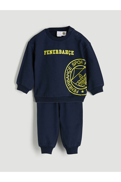 LC Waikiki Lcw Baby Navy Blue Crew Neck Fenerbahçe Printed Baby Boy Sweatshir...
