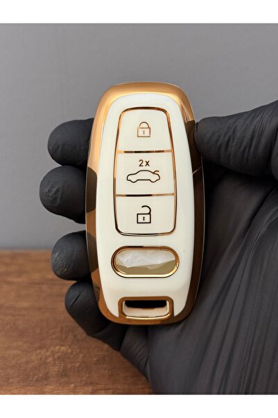 Mavi Keys Husă de protecție pentru telecomandă din silicon cu 3 butoane pentru Audi Smart New A6 C8 4K A8 Q8 D5 4N Q7, albă