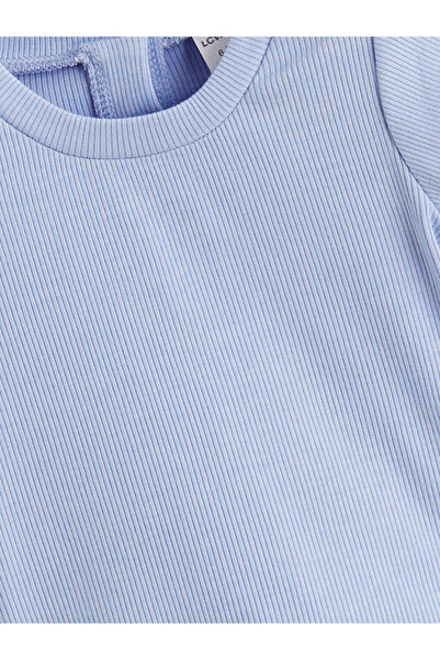 LC Waikiki Blue Crew Neck Baby Girl T-Shirt and Leggings 2-Piece