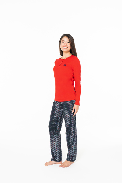 U.S. Polo Assn. New Season Women's Half Placket Collar Pajama Set