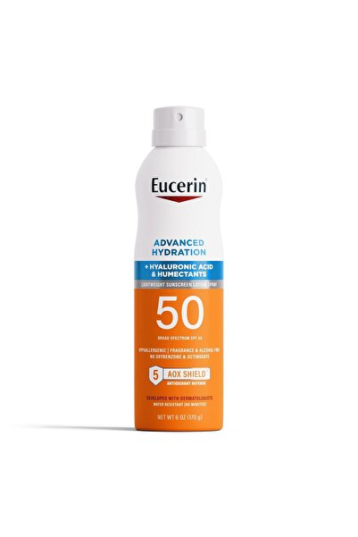Eucerin بخاخ واقي من الشمس بعامل حماية من الشمس SPF 50، خفيف الوزن مع حمض اله...