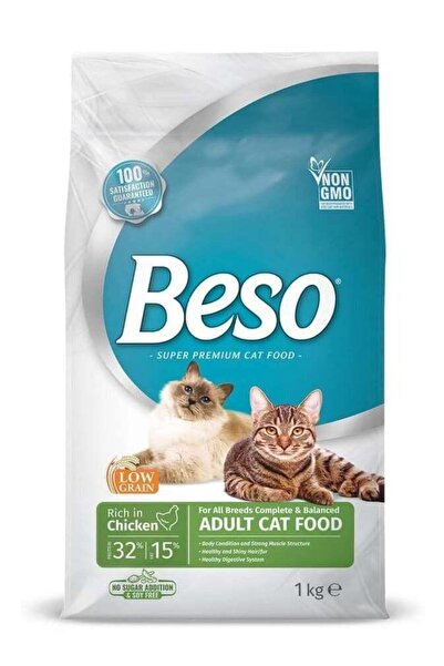 BESSO طعام جاف للقطط بنكهة الدجاج للقطط البالغة - 1 كجم