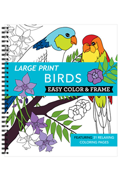 New Seasons Carte de colorat pentru adulți, cu litere mari, ușor de colorat și înrămat - Păsări