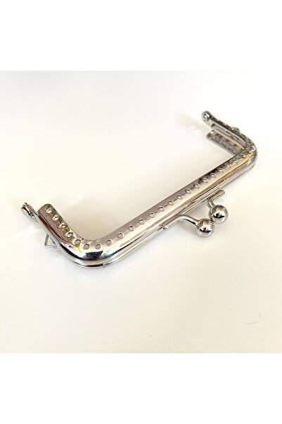 yumakça Çanta ve Cüzdan Klipsi Gümüş Renk Köşeli Model Düz 10,5 Cm