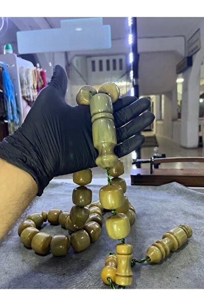 Mos Tespih 30x30mm Dev Boy Üst Düzey Koleksiyonluk Sıkma Kehribar Tesbih