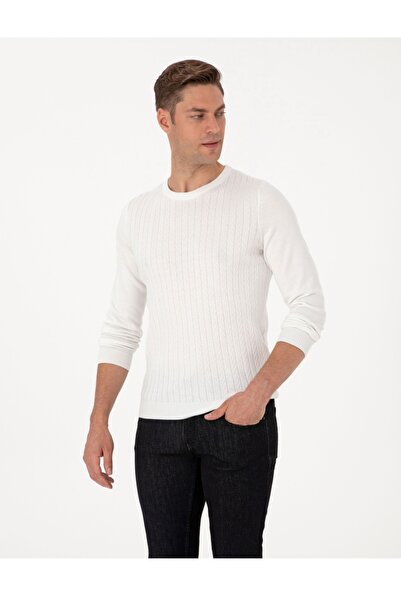 Pierre Cardin bisiklet yaka slim fit %50 pamuk %50 akrilik triko kazak