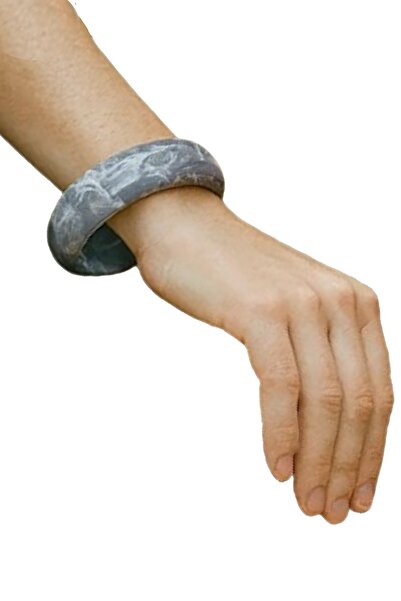 CAŞ DEKORASYON سوار من عظم الميكا السميك باللون الرمادي