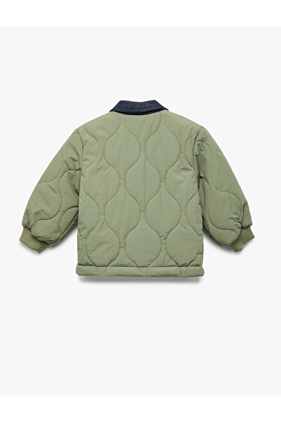 Koton Long Sleeve Shirt Collar Double Pocket Quilted Jacket