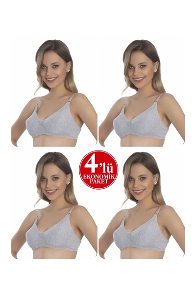 Ebru 4-Pack Luxury Combed Cotton Interlaced Gathered Sponge Bra Without Underwire (Wireless) 41301