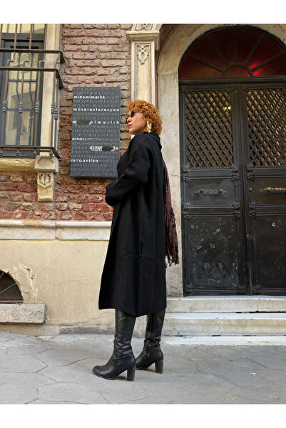 Bak'ap Premium Fleece Lined Maxi Long Winter Batwing Sleeve Knit Cardigan