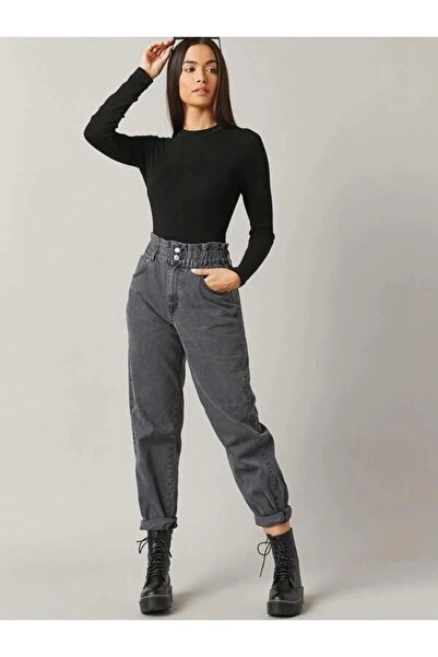 MetuCA Γυναικείο μαύρο κορμάκι με μακρυμάνικο λαιμόκοψη και μακρυμάνικο ύφασμα Sandy