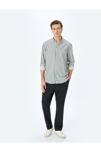Koton Striped Long Sleeve Button Lapel Slim Fit Shirt