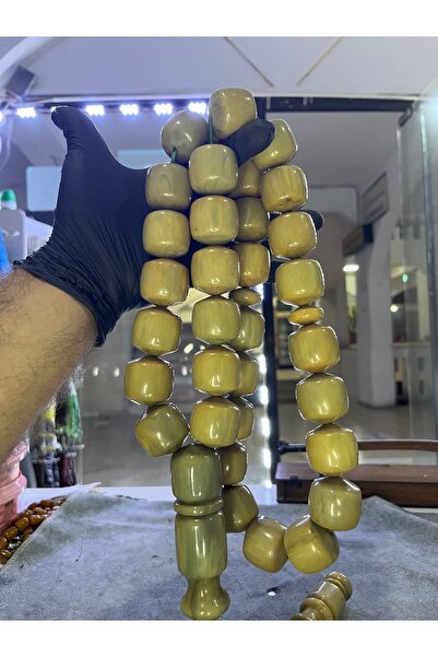 Mos Tespih 30x30mm Dev Boy Üst Düzey Koleksiyonluk Sıkma Kehribar Tesbih